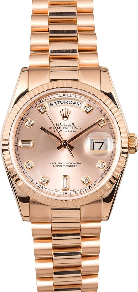 rose gold rolex president bracelet|rolex 18k gold president watch.